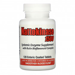 Naturally Vitamins, наттокиназа 1500, системная ферментная добавка, 120 таблеток, покрытых кишечнорастворимой оболочкой