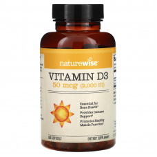 NatureWise, витамин D3, 50 мкг (2000 МЕ), 360 мягких таблеток