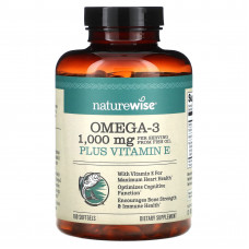 NatureWise, омега-3 с витамином E, 180 мягких таблеток