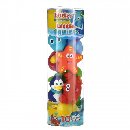 Nuby, Little Squirts, веселые сквиртеры для ванны, для детей от 6 месяцев, 10 шт.