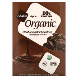 NuGo Nutrition, органические протеиновые батончики, двойной темный шоколад с морской солью, 12 батончиков по 50 г (1,76 унции)