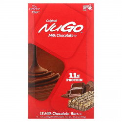 NuGo Nutrition, Original Bar, молочный шоколад, 15 батончиков, 50 г (1,76 унции)