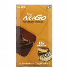 NuGo Nutrition, Оригинальные шоколадные батончики с арахисовой пастой, 15 батончиков, 50 г (1,76 унции)