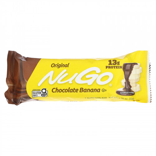 NuGo Nutrition, Шоколадно-банановые батончики, 15 батончиков, 50 г (1,76 унции)