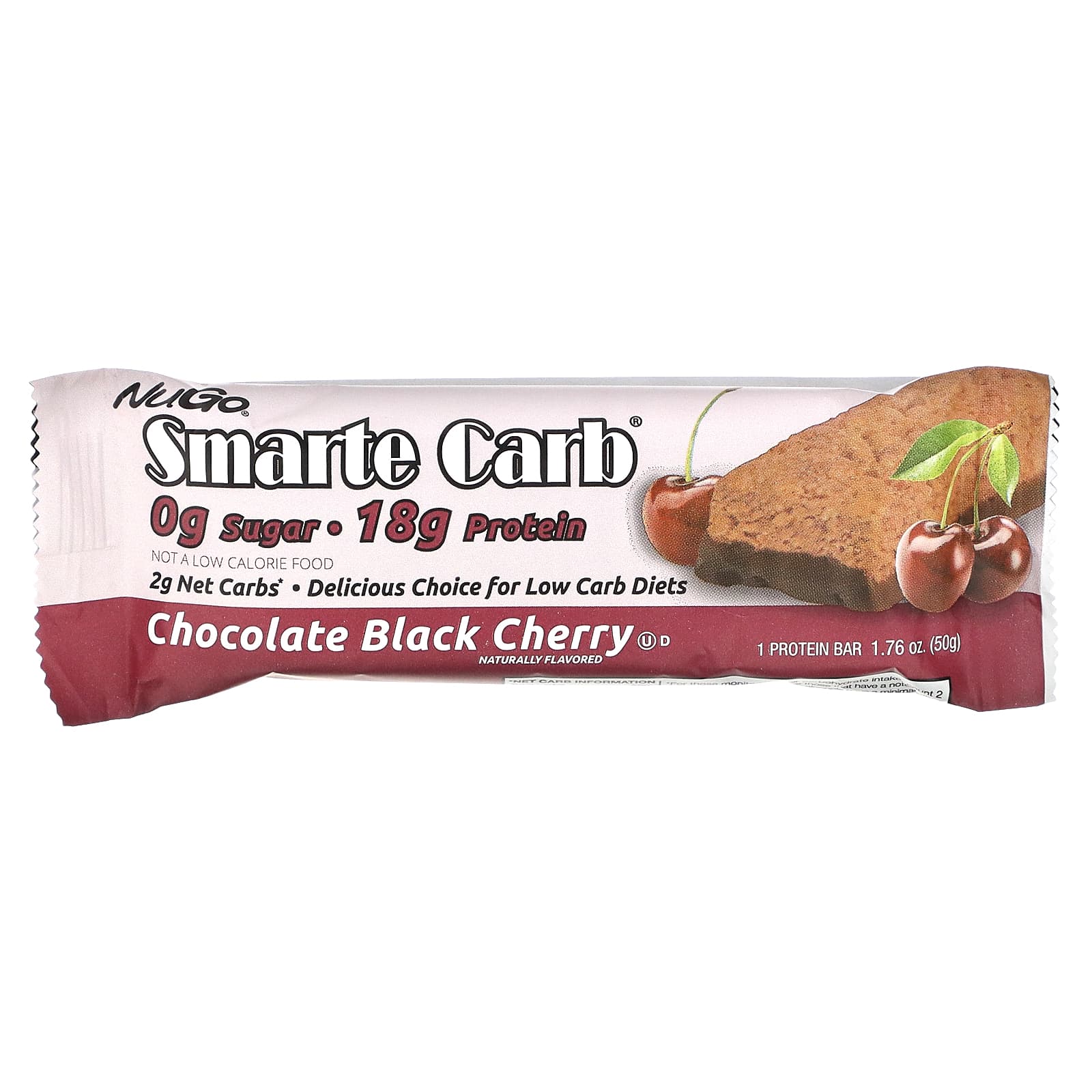 NuGo Nutrition, Smarte Carb Bar, шоколад с черной вишней, 12 батончиков, 50 г (1,76 унции)