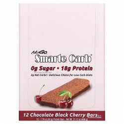 NuGo Nutrition, Smarte Carb Bar, шоколад с черной вишней, 12 батончиков, 50 г (1,76 унции)