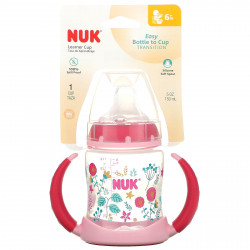 NUK, тренировочная чашка, для детей от 6 месяцев, розовая, 150 мл (5 унций), 1 шт.
