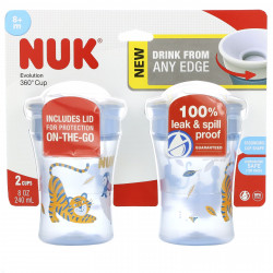 NUK, Evolution 360 Cup, для детей от 8 месяцев, синий, 2 стакана по 240 мл (8 унций)
