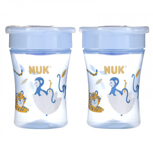 NUK, Evolution 360 Cup, для детей от 8 месяцев, синий, 2 стакана по 240 мл (8 унций)