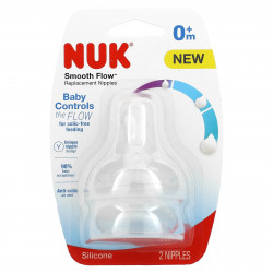 NUK, Сменные соски Smooth Flow, от 0 месяцев`` 2 соски