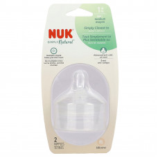 NUK, Simply Natural, соски, от 1 месяца, со средней степенью текучести, 2 соски