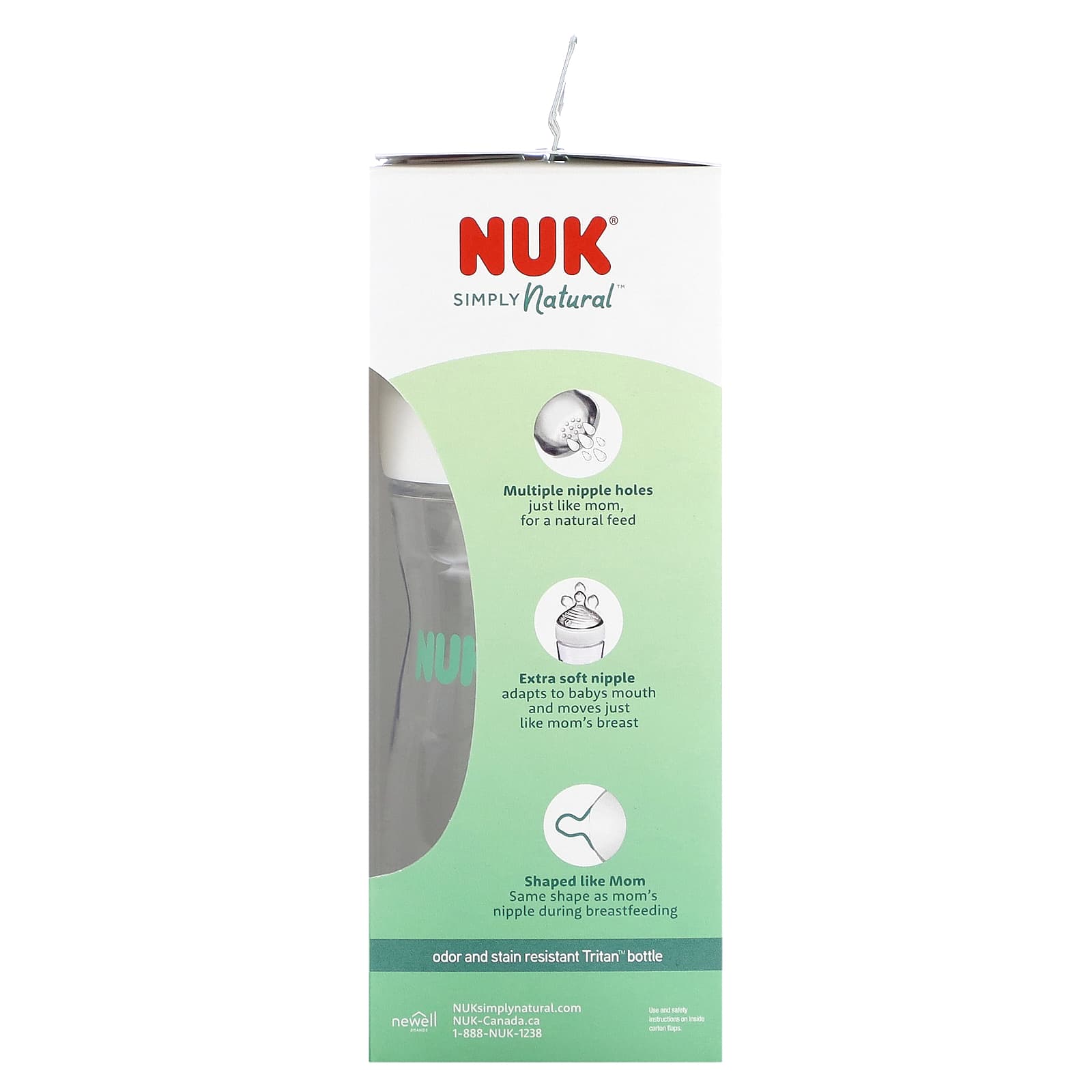 NUK, Simply Natural, для груди и флакона с безопасной температурой, для детей от 1 месяца, со средней текучестью, 270 мл (9 унций)