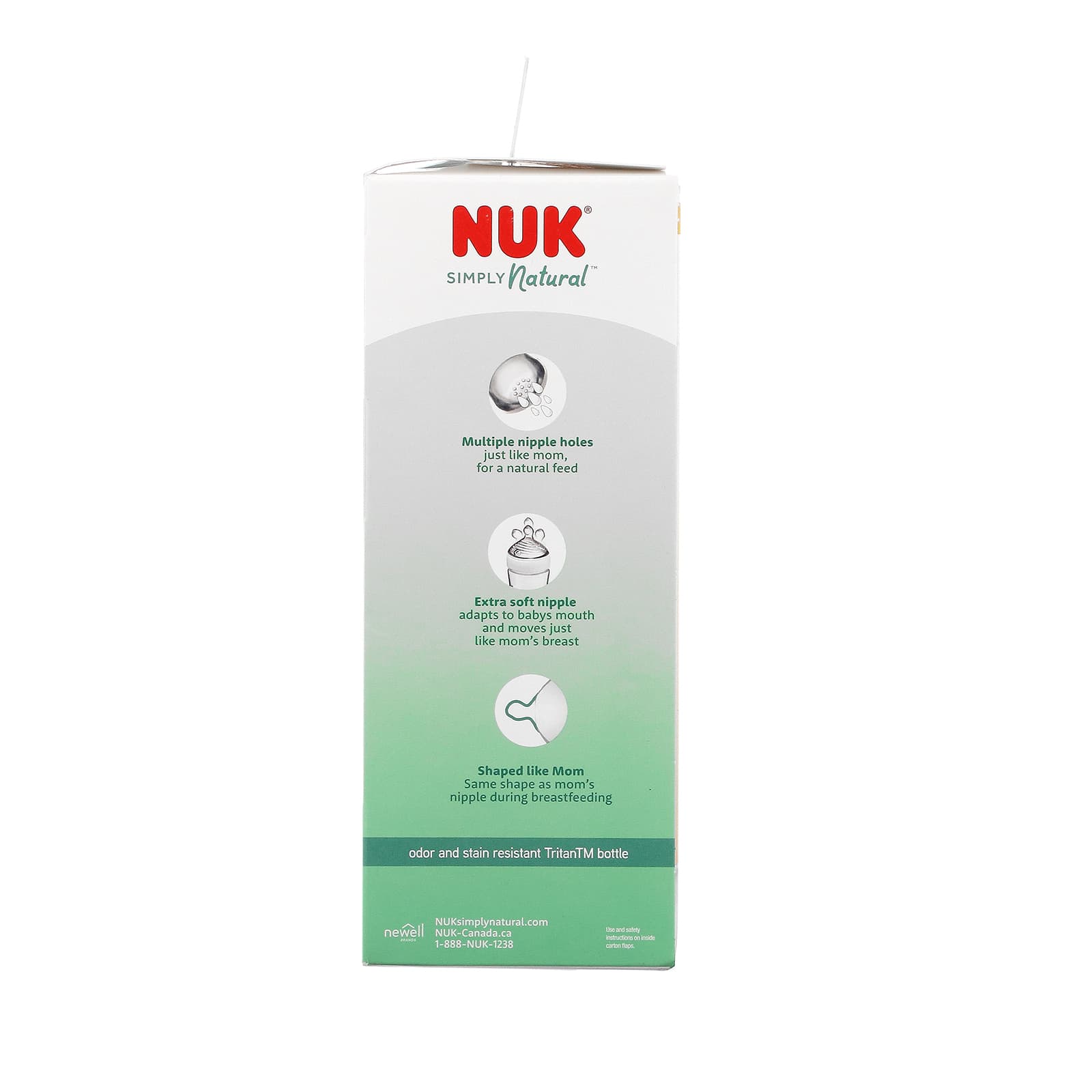 NUK, Simply Natural, белые в бутылках, для детей от 1 месяца, средние, 3 упаковки, по 270 мл (9 унций)