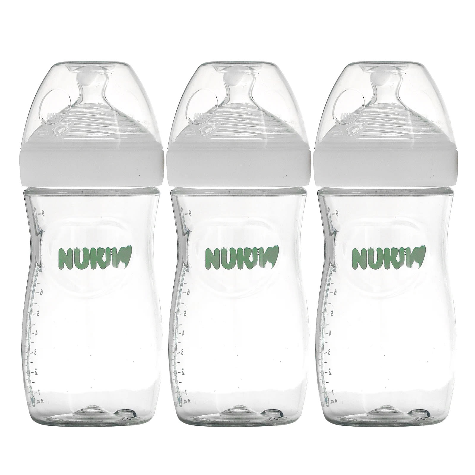 NUK, Simply Natural, белые в бутылках, для детей от 1 месяца, средние, 3 упаковки, по 270 мл (9 унций)