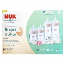 NUK, Simply Natural Bottle with SafeTemp, подарочный набор для новорожденных, от 0 месяцев, 9 шт.