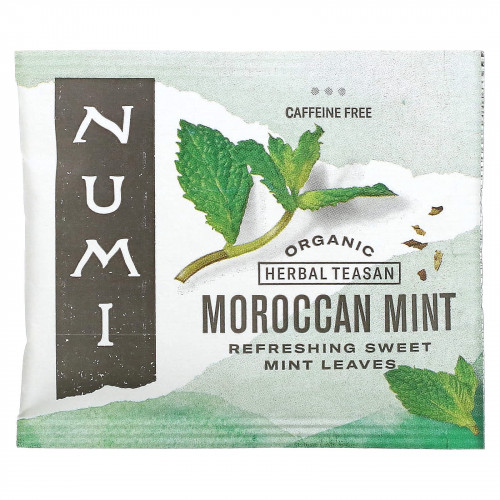 Numi Tea, Organic Herbal Teasan, марокканская мята, без кофеина, 18 чайных пакетиков, 39,6 г (1,40 унции)