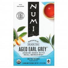 Numi Tea, Органический черный чай, выдержанный Эрл Грей, 18 чайных пакетиков, 1,27 унции (36 г)