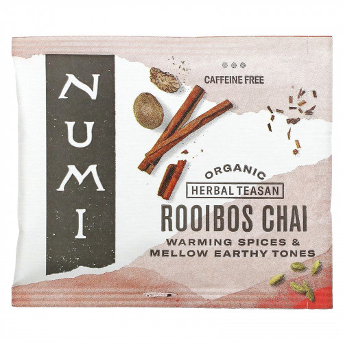 Numi Tea, Organic Herbal Teasan, чай ройбуш, без кофеина, 18 чайных пакетиков, 48,6 г (1,71 унции)