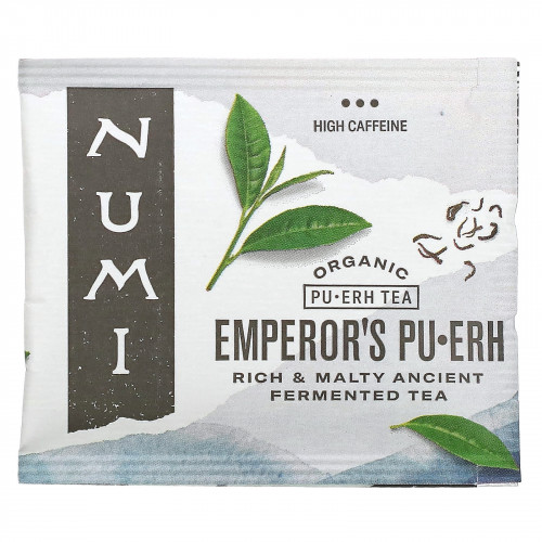 Numi Tea, Органический чай пуэр, императорский пуэр, 16 чайных пакетиков, 32 г (1,13 унции)