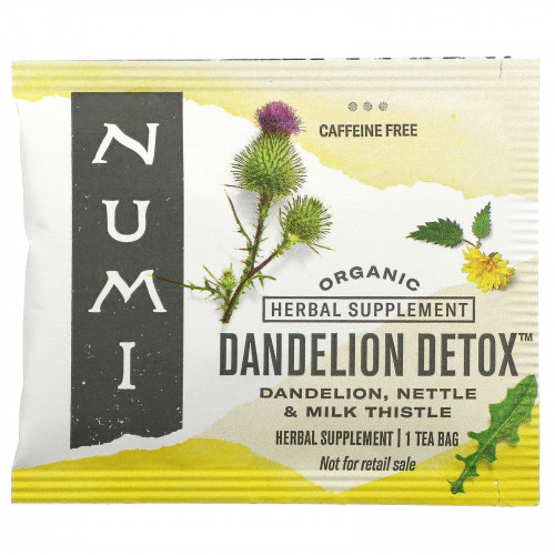 Numi Tea, Organic, Dandelion Detox, без кофеина, 16 чайных пакетиков без ГМО, 32 г (1,13 унции)