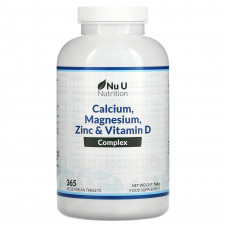 Nu U Nutrition, Комплекс из кальция, магния, цинка и витамина D, 365 вегетарианских таблеток