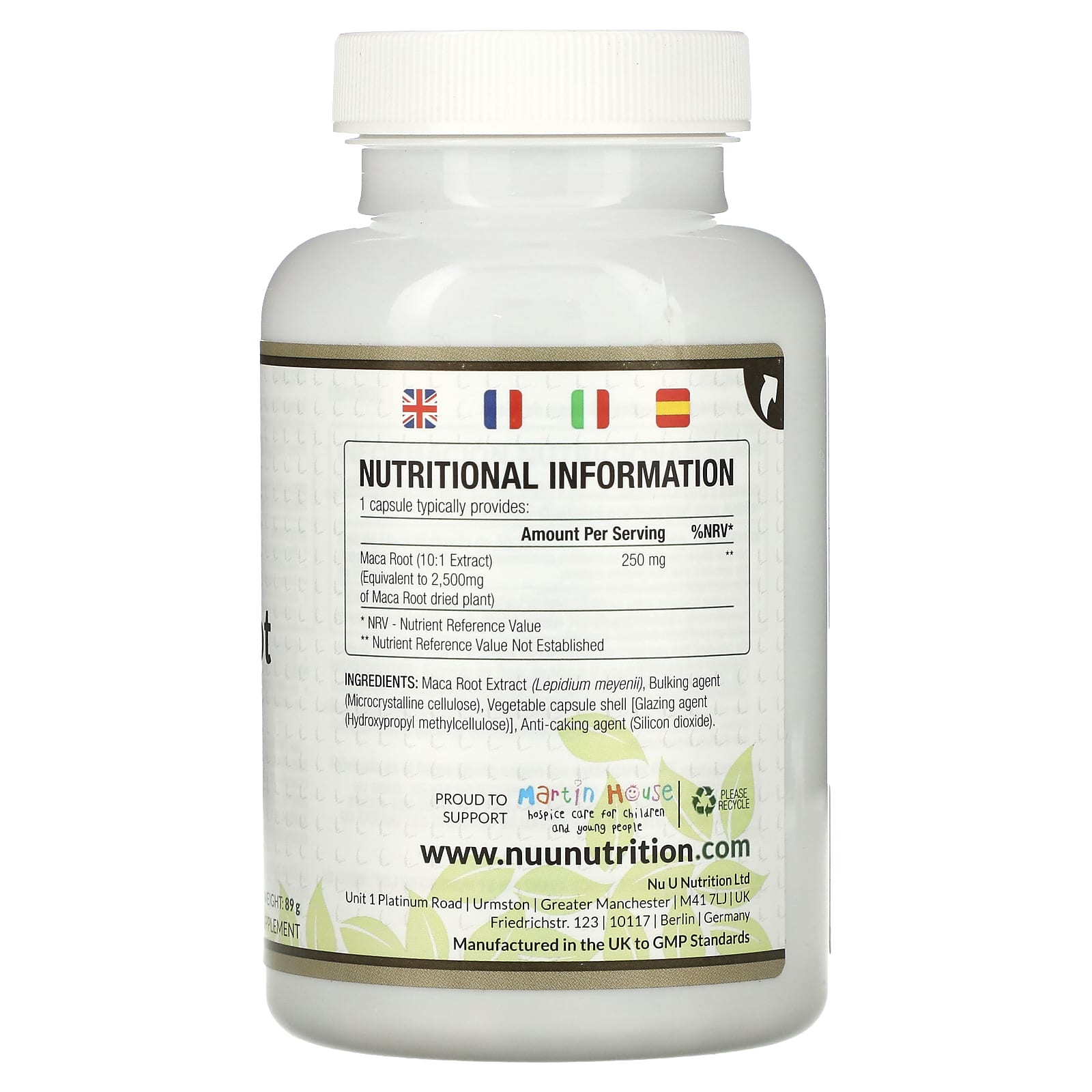 Nu U Nutrition, Корень маки, 2500 мг, 180 растительных капсул