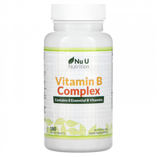 Nu U Nutrition, Комплекс витаминов В, 180 таблеток растительного происхождения
