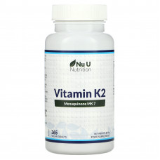 Nu U Nutrition, Витамин K2, 365 растительных таблеток