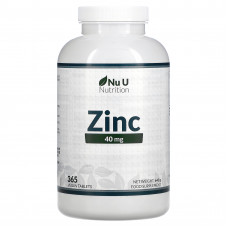Nu U Nutrition, Цинк, 40 мг, 365 растительных таблеток