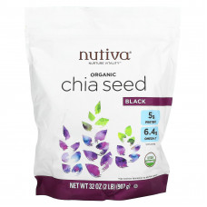 Nutiva, Органические семена чиа, черные, 907 г (2 фунта)