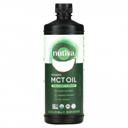 Nutiva, 100% органическое кокосовое масло со среднецепочечными триглицеридами, без ароматизаторов, 946 мл (32 жидк. Унции)