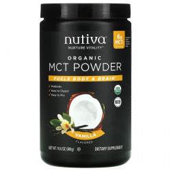 Nutiva, органические MCT в виде порошка, со вкусом ванили, 300 г (10,6 унций)