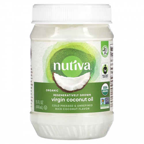 Nutiva, Органическое регенеративно выращенное кокосовое масло первого отжима, 444 мл (15 жидк. Унций)