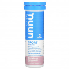 Nuun, Hydration, Sport, добавка с шипучими электролитами, клубничный лимонад, 10 таблеток