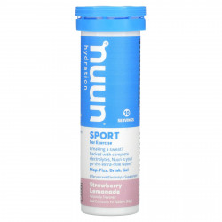 Nuun, Hydration, Sport, добавка с шипучими электролитами, клубничный лимонад, 10 таблеток