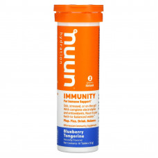 Nuun, Hydration, Immunity, шипучая добавка для иммунитета, голубика и мандарин, 10 таблеток