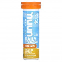 Nuun, Hydration, Immunity, Шипучая добавка для иммунитета, апельсин и цитрус, 10 таблеток