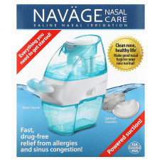 Navage, Nasal Care, стартовый набор для промывания носа солевым раствором, средство для чистки носа, модель SDG-2 + 20 капсул Saltpod