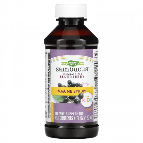 Nature's Way, Sambucus для детей, стандартизированный экстракт бузины, сироп для укрепления иммунитета, 120 мл (4 жидк. унции)