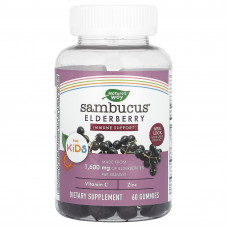 Nature's Way, Sambucus, стандартизированный экстракт бузины для детей, 60 жевательных конфет