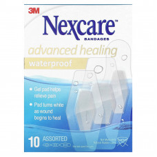 Nexcare, Улучшенные лечебные водонепроницаемые бинты, 10 разных размеров
