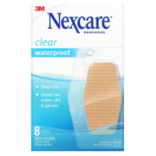 Nexcare, Прозрачные водонепроницаемые повязки для коленей и локтей, 8 повязок