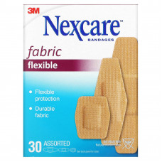 Nexcare, Гибкие тканевые бинты, 30 разных размеров