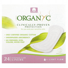 Organyc, Ежедневные прокладки из органического хлопка, в индивидуальной упаковке, для небольшого объема выделений, 24 шт.