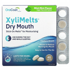 OraCoat, XyliMelts от сухости во рту, с мягкой мятой, 40 плавок