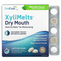 OraCoat, XyliMelts от сухости во рту, с мягкой мятой, 40 плавок