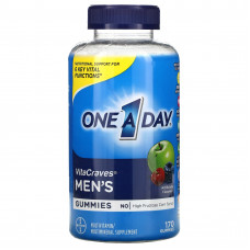 One-A-Day, Для мужчин, мультивитаминная и мультиминеральная добавка VitaCraves, с искусственными ароматизаторами, 170 жевательных таблеток