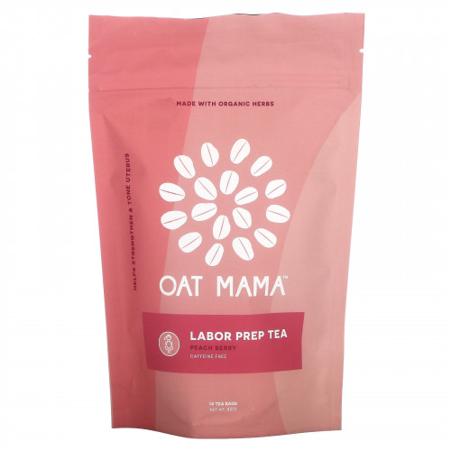 Oat Mama, Labor Prep Tea, персик и ягоды, 14 чайных пакетиков, 32 г