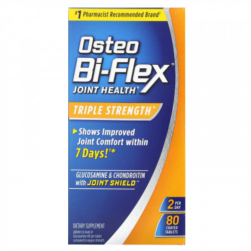 Osteo Bi-Flex, Глюкозамин и хондроитин с защитой для суставов, тройная сила, 80 таблеток, покрытых оболочкой