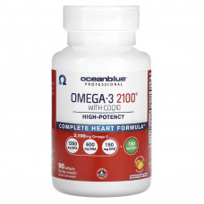 OceanBlue, Professional, омега-3 2100 с коэнзимом Q10, высокоэффективный, натуральный апельсин, 90 мягких таблеток